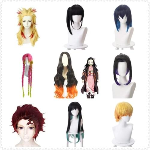 Kimetsu no Yaiba Giyuu Kanao Tokitou Inosuke Tanjiro Shinobu Nezuko Kyojuro Zenitsu Hairs Demon Slayer Characters Headwear Wigs
