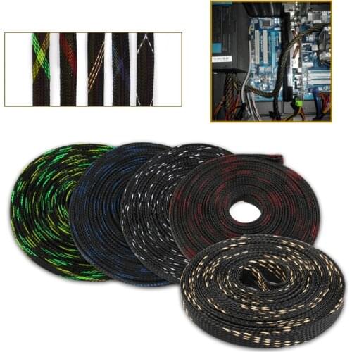 10m 10mm Braided Sleeving Tight PET Nylon Snakeskin Wire Cable Sleeve Mesh Shock Expandable 150% Wire Gland Cable Protecting