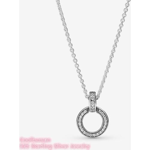 Double Circle Pendant & Necklace 2021 Autumn Signature Original 100% 925 Sterling Silver Women Fine Jewelry