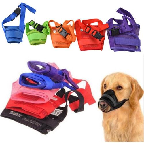 Adjustable Pet Dog Muzzle Fabric Nylon Comfortable Soft No Bark Bite Chew