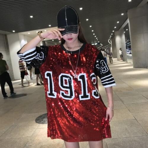 Casual Straight Geometric Embroidery Number Red Black Mini Regular Natural O-neck Summer Plus Size Sexy Club Dresses Women Dress