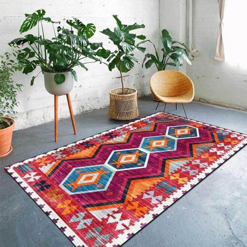 Morocco Style Bedroom Bedside Carpet Bohemian Geometric Print Living Room Kitchen Bathroom Door Rugs Hallway Anti-Slip Floor Mat