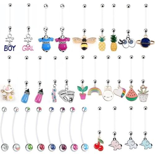 1PC Mix Baby Feet Belly Button Rings Piercing Navel Nombril Fashion Women Pregnant Navel Piercing Earring Sexy Body Jewelry