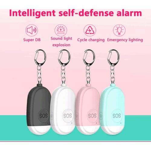 Alarm Keychain with Emergency LED Flashlight 130dB Self-defense Personal Alarm Portable Mini USB Charging Alarm In stock 22