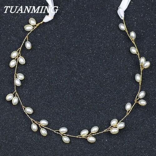 Pearls Bridal Headband Golden Wedding Headpieces Hair Accessories Bridesmaid Hair Headdress Headband Girl