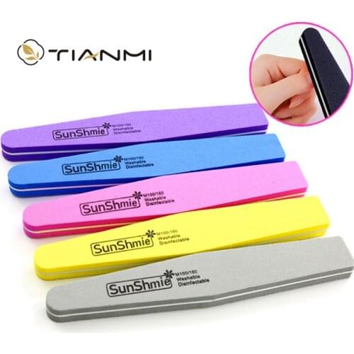 TIANMI Double Side Nail files 100/180 Colorful Sanding Sponge Nail Block for UV Gel Nail Polish DIY Nail Art