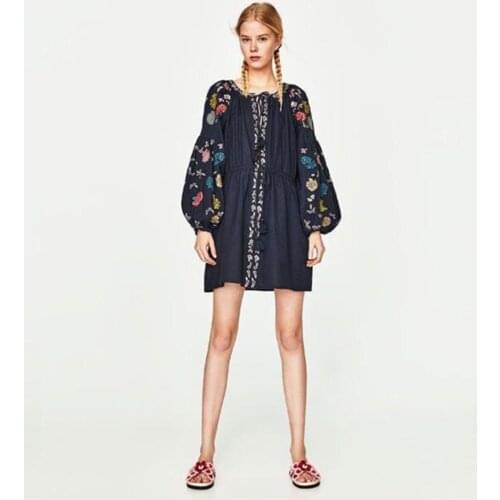 Swank Women Navy Blue Embroidered Tunic SW0016