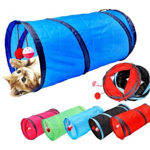 Funny Cat Tunnel Toy Funny Pet 2 Holes Play Tubes Balls Collapsible Crinkle Kitten Toys Puppy Ferrets Play Dog Tunnel Tubes