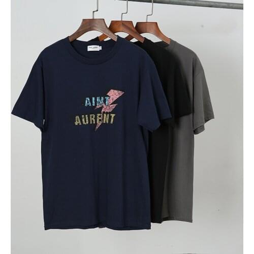 Women Summer O-Neck Cotton T-shirt Casual Short Sleeve Top New Men and Female Brand Plus Size SL Letter Print Colorful Tees ML95