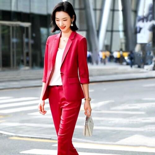 2021 Fashion Suit Jacket Solid Color Turndown Collar Women Half Sleeve Buttons Blazer for Dating Party Wedding Suit Autumn LS110