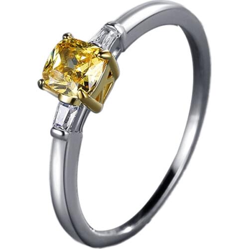 14k White Gold Plated Diamond Rings For Women Yellow Diamond AAA Zircon Citrine Gemstone Wedding Ring Engagement Fine Jewelry