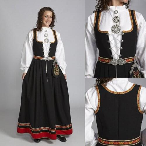 Women Medieval Vintage Sleeveless Vest Long Dress Viking Pirate French Renaissance Halloween Masquerade Traditional Costume