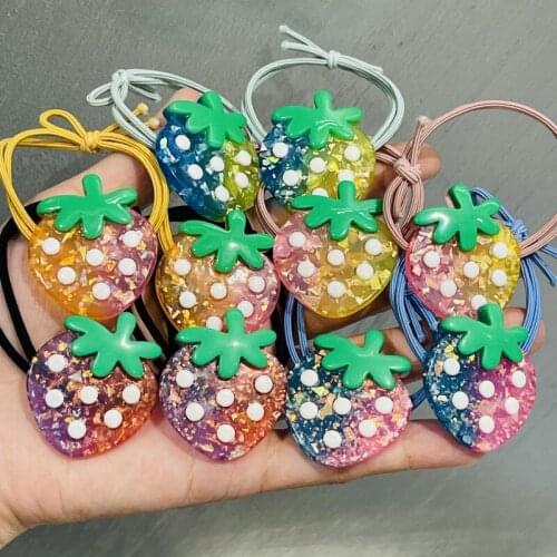 1Pcs Cute Fruit Strawberry Hair ring Hair Bands Headwear Girls Rubber Band Elastic Hair Bands Korean Children Hair Accessories