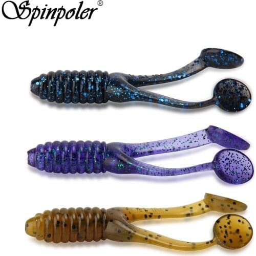 10pcs/Lot 10 Colors Soft Worm Fishing Lure 45mm 0.9g, 80mm 5.3g Double Tail Soft Plastic Lure Paddle Tail Fishing Tackle