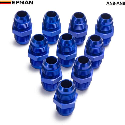 10PCS/LOT Blue AN8-AN8 Male Blued Anodized Aluminum Union Adapter Fittings For All Oil coole / Fuel Tank AN8-AN8