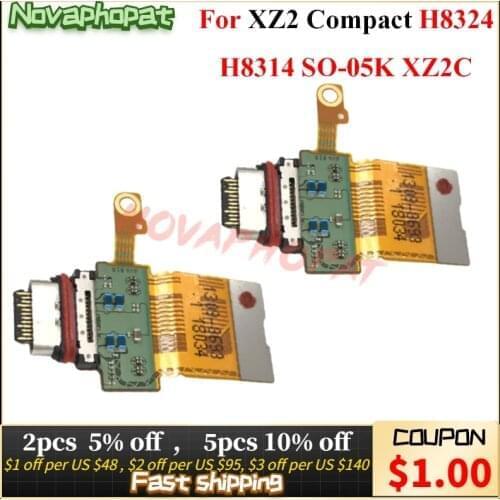 Novaphopat For Sony Xperia XZ2 Compact Mini H8324 H8314 USB Dock Charging Port Plug Charger Connect Flex Cable Board 10pcs/lot