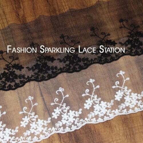 10yard Water soluble white black lace trim wide 17cm