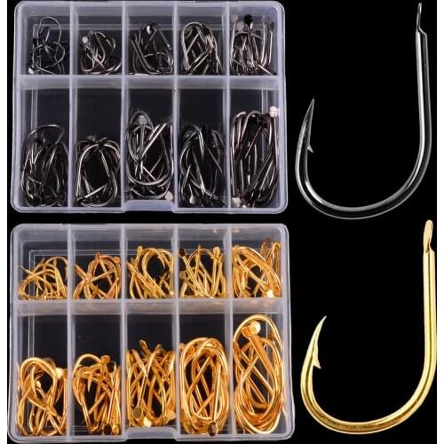 100Pcs/lot Fishing Hook Set Mix 3#-12# Carbon Steel Carp Fishing Hooks With Hole Fishhooks Pesca Fishing Tackle Accessory Box