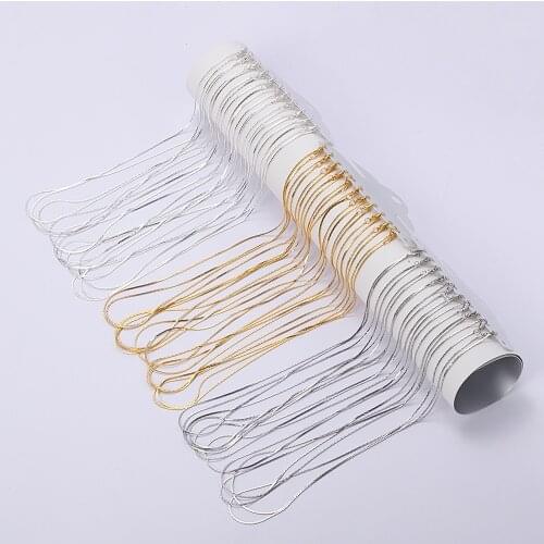 12pcs Necklace Curb Chains 40cm Length Lobster Clasp Metal Link Chain Necklace Simple DIY Jewelry Findings Gold/Silver/Rhodium