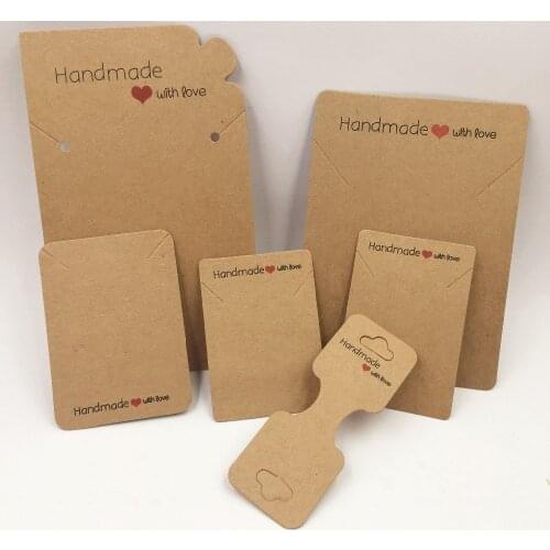 200pcs Paper Printing Hand Made With Love Jewelry Packing Card for Earring/Necklace/Hairpin/Tag Hang Card