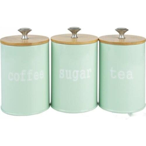 2020 kitchen seasoning tools Metal Kitchen Bread Bin with Hinged Lid+3 Pack Canister set with Airtight Lid seasoning jar