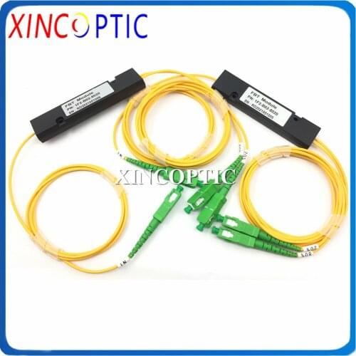 4Pcs 1X2 FBT Fiber Optical Coupler,SM,1310 1550 1490nm,20/80 50/50 3.0mm,1M,90*20*10,SC/APC,1*2 Single Mode Fiber Optic Splitter