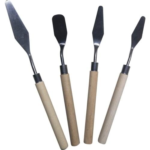 4pcs Spatula Stainless Steel Student Professional For Artist Scraper Anti Slip Oil Painting Tools Watercolor Palette Set