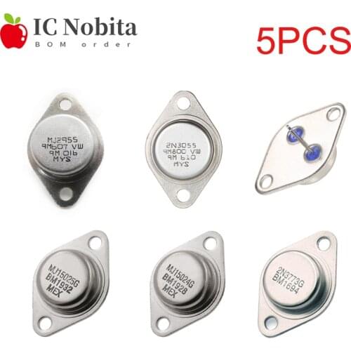 5PCS Transistor TO3 2N3055 15A100V 2N3773 16A160V MJ2955 15A100V BUX48A 15A450V MJ15024G 16A250V MJ15025G Power Triode TO-3