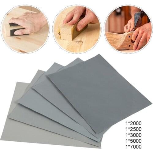 5pcs Sandpaper Set 2000 2500 3000 5000 7000 Grit Sanding Paper Water/Dry Abrasive SandPapers for Wood Metal Polishing