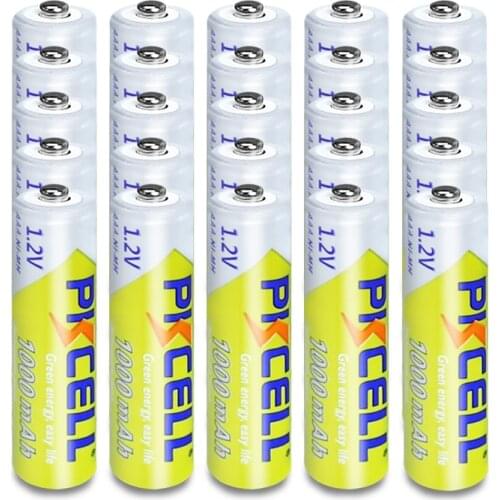50pcs PKCELL aaa 1.2v 1000mah rechargeable battery nimh aaa 3a batteries for camera toys