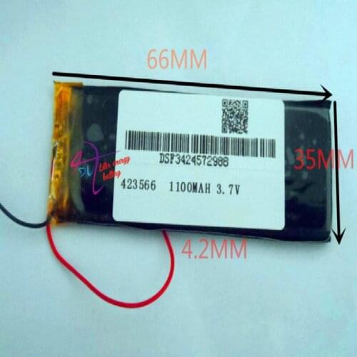 Best battery brand Battery 423566 3.7V 1100MAH 403565 MP3 MP4 MP5 battery lithium polymer rechargeable battery