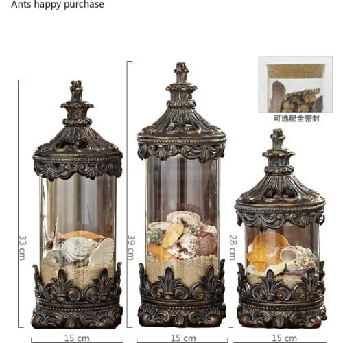 American Gold Retro Glass Sealed Jar Storage Decoration Food Dried Flowers Candy Tea Can Glass Container Home Storage Bottles