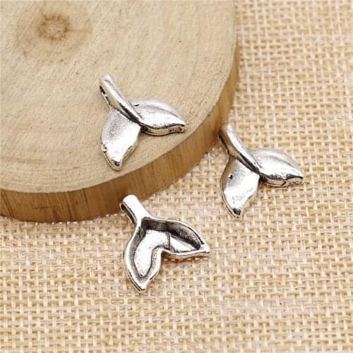 Free shipping 40pcs 16x15mm antique silver Whale tail charms diy retro jewelry fit Earring keychain hair card pendant
