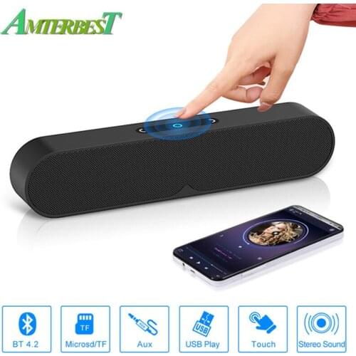 AMTERBEST F1 Plus Bluetooth Speakers Wireless Speaker Portable 3D Stereo Speaker 3.5mm Interface TF Card Voice Call for Phone