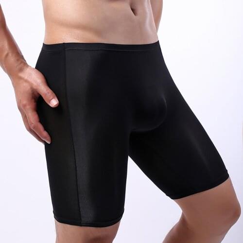 Ice Silk Men Sexy Boxer Briefs Long Leg Mens Boxers Shorts Comfortable Male Underpants Men Seamless Underwear Boxer Breathable