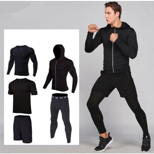 Quick Dry Sports Running Suit Men Basketball Tights Sports Compression Running Suits Gym Fitness Sportswear Jogging Running Suit