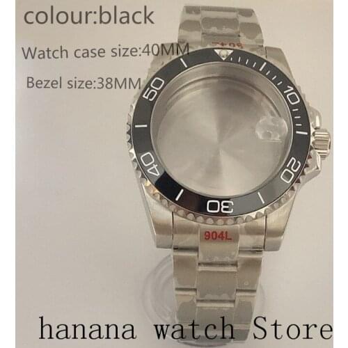 Suitable for NH35 / NH36 Mingzhu2813 Miyota stainless steel self-winding 40mm case, sapphire glass pearl black rotating bezel