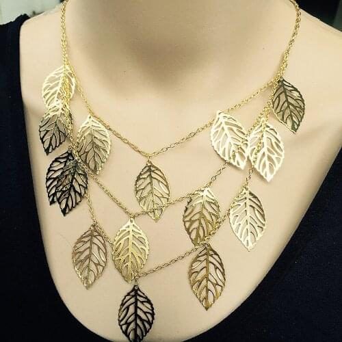 Colar Big Luxury Chest decorations Necklaces Pendants Hot Sell present Many hollow leaves Long Jewelry Woman Maxi Necklace