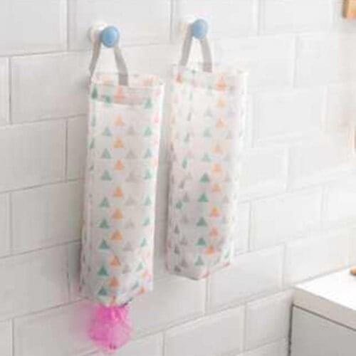 Home Grocery Bag Holder Wall Storage Dispenser Kitchen Organizer Oxford Cloth Hanging Garbage Storage Packing Pouch Hanging Bags