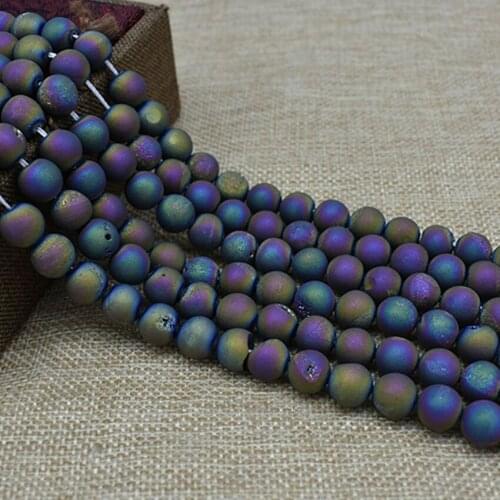 Electroplating Colorful Agates Round Beads Natural Stone Beads Pick Size 8/10mm Beads For Jewelry Making Bracelet Necklace Beads
