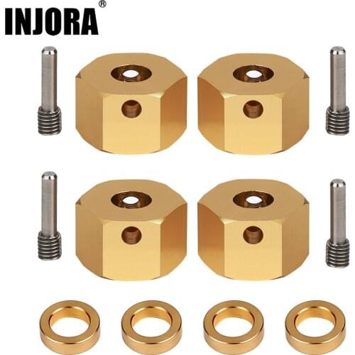 INJORA 4PCS Heavier Brass Metal 12MM Wheel Hex 6/8/9/10 MM Extended Adapter for RC Crawler Axial SCX10 III AXI03007