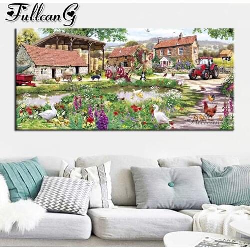 FULLCANG Duck House large diamond painting cross stitch 5d diy full square round drill mosaic embroidery kits wall decor FC3735