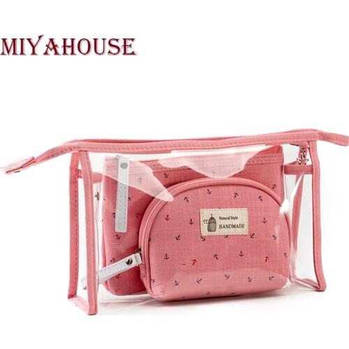 Miyahouse Hot Sale 3 pcs/set Make Up Bags Women Jelly Cosmetic Bag Fashion Waterproof Transparent Makeup Pouch Beauty Bags