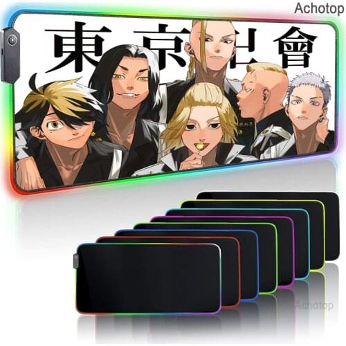 Tokyo Revengers Anime RGB Mouse Pad XXL Gaming Mousepad PC Gamer Keyboard Mausepad Laptop Notebook Desk Mat Pad With Backlit