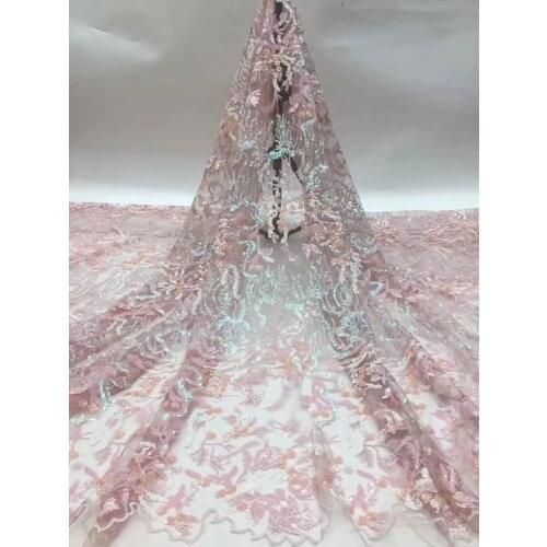 Lace Fabric For Nigerian Wedding 2021 High Quality African Lace Fabric Sequin Party Embroidery Tulle Lace XX3720