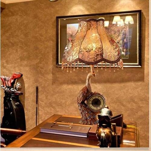 European Style Classical Creativity Bedroom Lamp Art Peacock Foyer Light Villa Luxurious Table Lamp With Clock Free Shipping