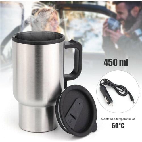 Hot Fashion Newest Arrivals Electric Heating Cup Car Travel Coffee Tea Maker 12V 450ml Stainless Steel Mug Coffee Pots