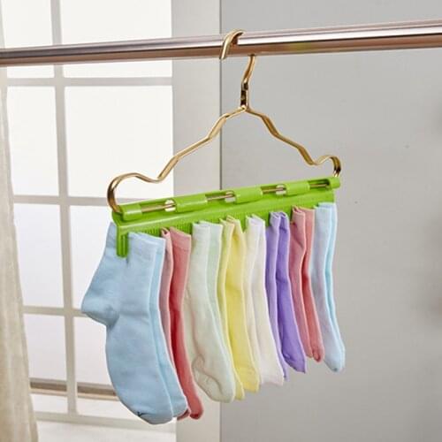 Multi Purpose Clip Hanger Sock Underwear Towel Hanger Drying Plastic Easy to Use Green SCIE999