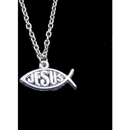 Fashion 25*14mm Fish Jesus Pendant Necklace Link Chain For Female Choker Necklace Creative Jewelry party Gift