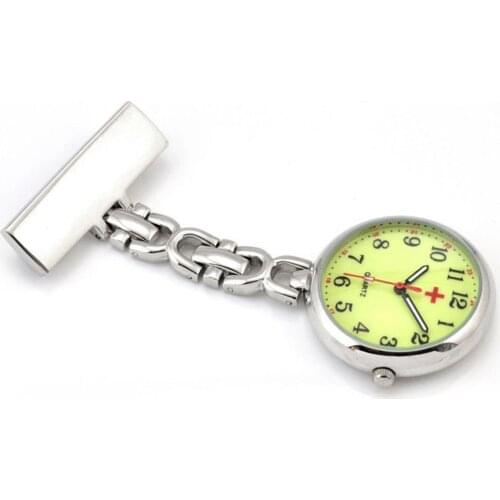 Fashion Large Face Nurses Pocket Fob Watch On Bar With Brooch White Luminous